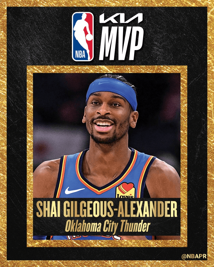 官方:亚历山大当选NBA2025-26赛季MVP